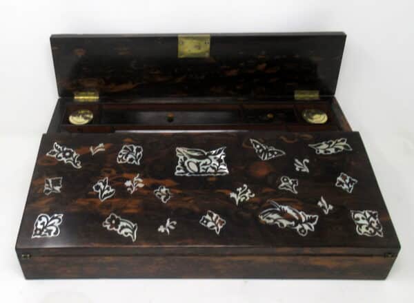 Antique Coromandel Mother of Pearl Victorian Writing Slope Box
