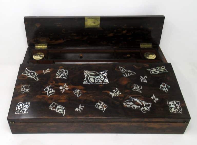 Antique Coromandel Mother of Pearl Victorian Writing Slope Box
