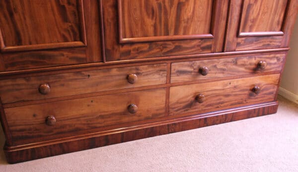 Antique Victorian Mahogany Triple Door Wardrobe - Image 13