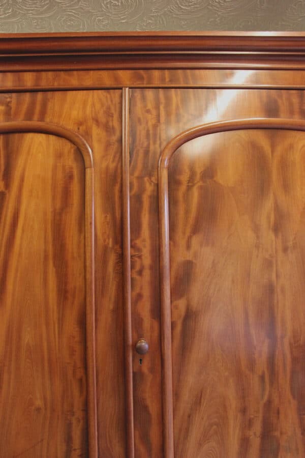 Antique Victorian Mahogany Triple Door Wardrobe - Image 9