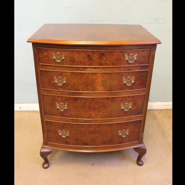 Antique Bow Front small Walnut Chest of Drawers Antique Antique Chest Of Drawers 3