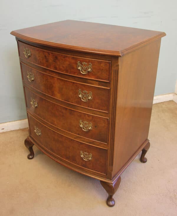 Antique Bow Front small Walnut Chest of Drawers Antique Antique Chest Of Drawers 5