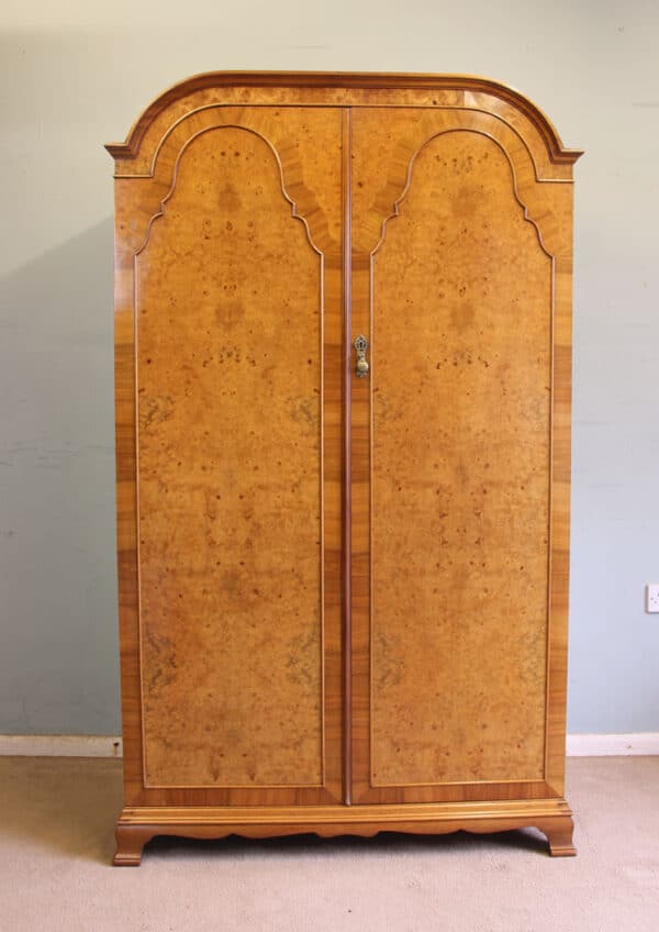 Antique Quality Burr Walnut Double Wardrobe - Image 2