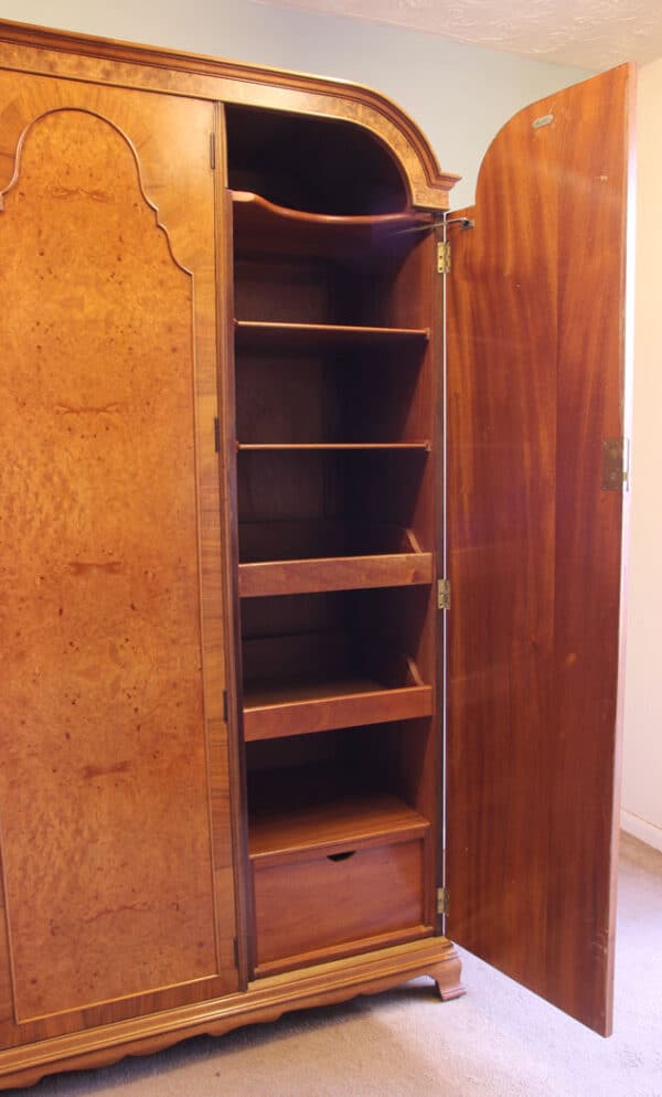 Antique Quality Burr Walnut Triple Wardrobe - Image 11