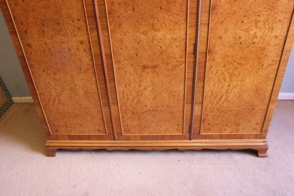 Antique Quality Burr Walnut Triple Wardrobe - Image 14