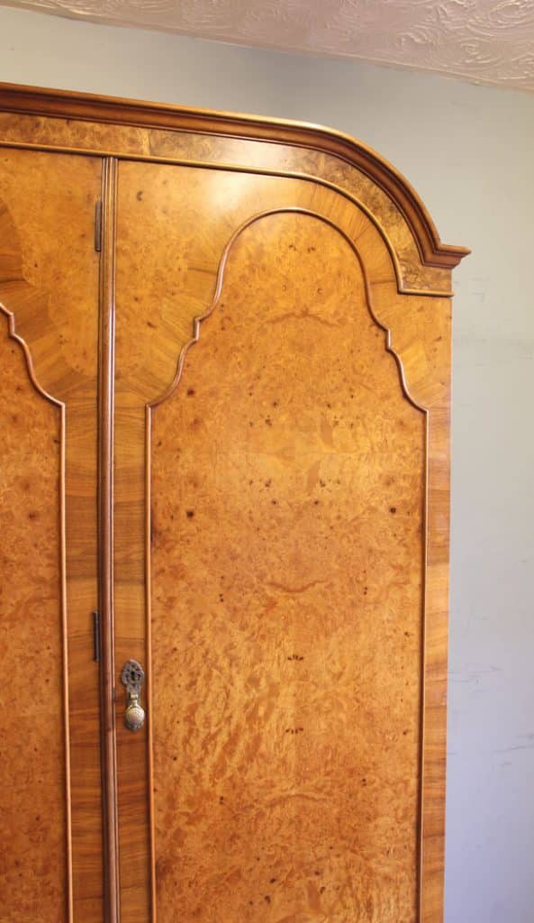 Antique Quality Burr Walnut Triple Wardrobe - Image 6