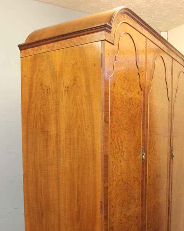 Antique Quality Burr Walnut Triple Wardrobe - Image 7