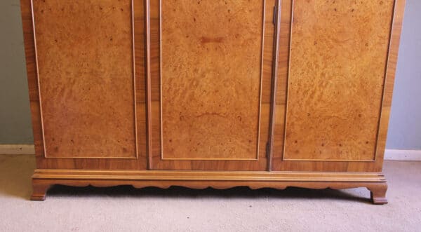 Antique Quality Burr Walnut Triple Wardrobe - Image 8