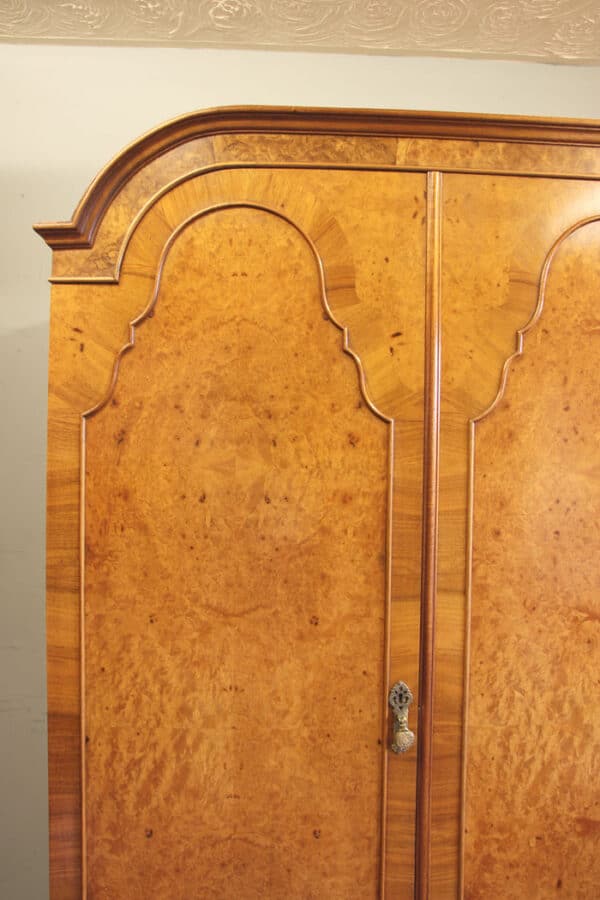 Antique Quality Burr Walnut Triple Wardrobe - Image 9