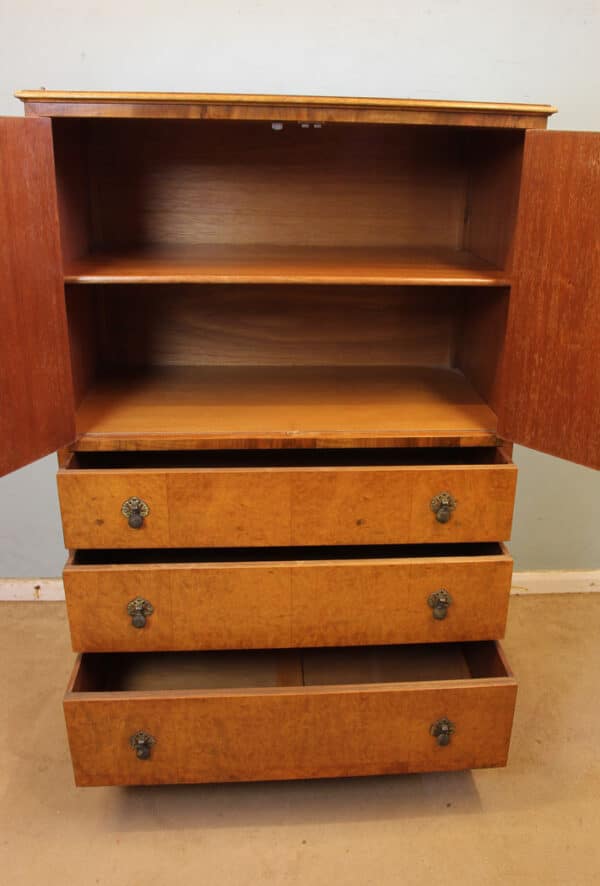 Antique Quality Burr Walnut Tallboy Chest of Drawers - Image 8