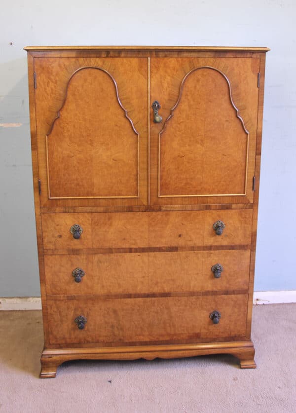 Antique Quality Burr Walnut Tallboy Chest of Drawers - Image 10