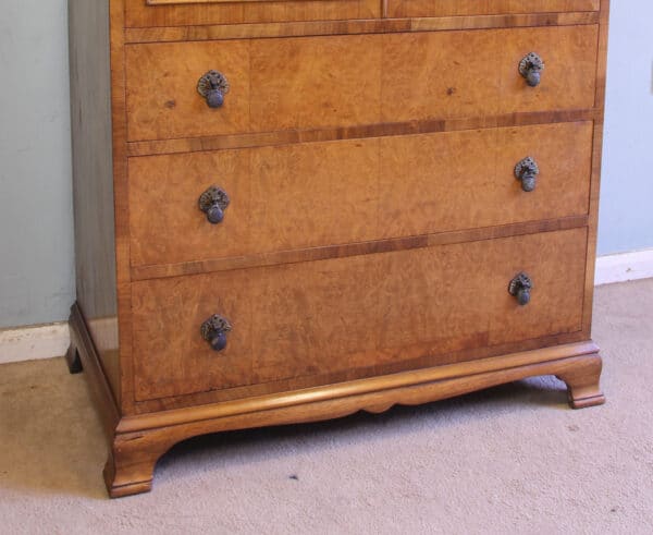Antique Quality Burr Walnut Tallboy Chest of Drawers - Image 5
