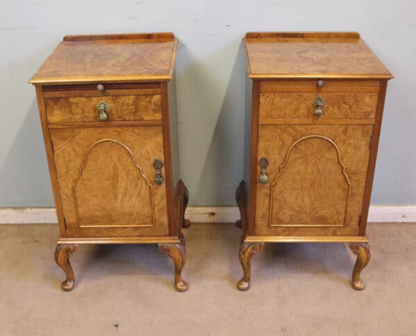 Antique Quality Pair of Burr Walnut Bedside Cabinets - Image 14
