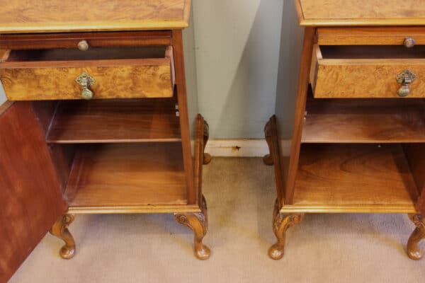 Antique Quality Pair of Burr Walnut Bedside Cabinets Antique Antique Cabinets 7