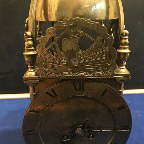 Large Lantern clock, two train French mechanical movement Antique Clocks 5