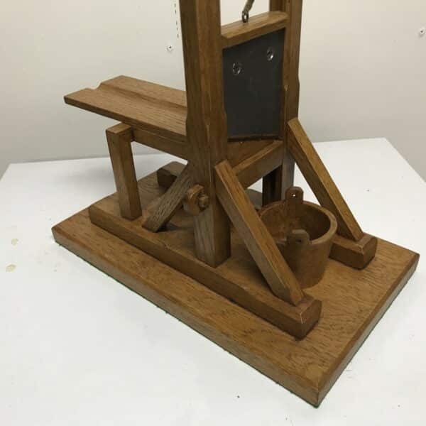 French Guillotine desks top cigar cutter in oak Antique Antique Collectibles 7