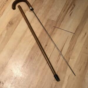 SOLD Gentleman’s Walking Stick Sword Stick With Silver Collars Antique Miscellaneous