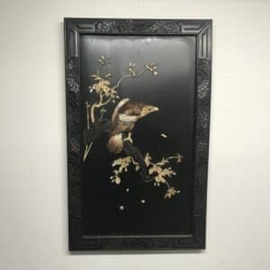 Chinese wall carved framed Eagle on a branch Antique Antique Art