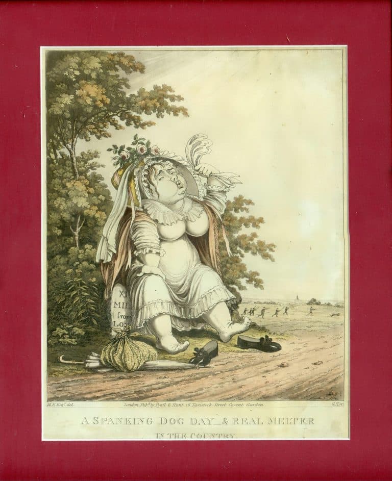 Print: A Spanking Dog Day & A Real Melter in the Country satirical print Antique Prints Print: A Spanking Dog Day & A Real Melter in the Country