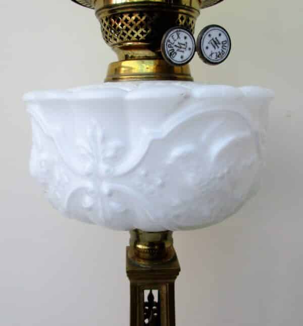 Antique Anglo – French “Belle Époque” Cast Brass Column Oil Lamp Anglo-French Antique Lighting 7
