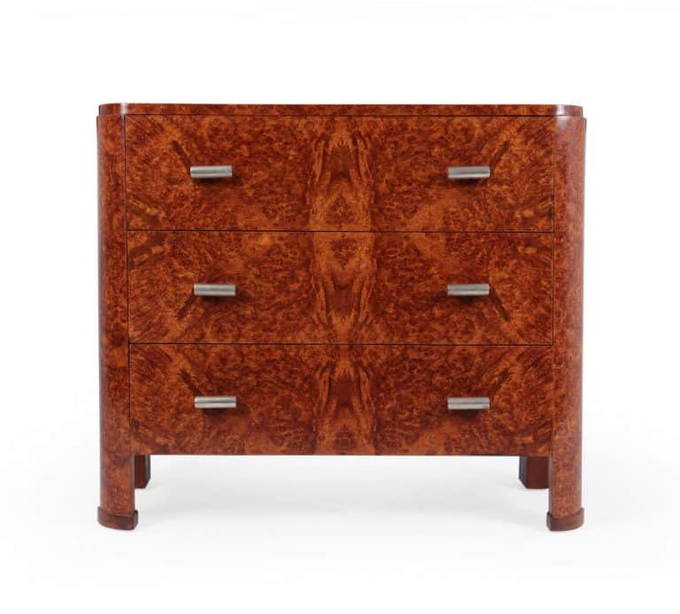 Art Deco Chest of Drawers in Amboyna c1920 Antique Chest Of Drawers Art Deco Chest of Drawers in Amboyna c1920