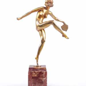 Art Deco Gilt Bronze Sculpture “Tamborine Dancer” by Feguays c1925 Miscellaneous