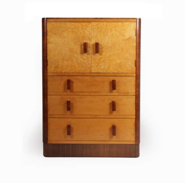 Art Deco Tall Boy in Birds Eye Maple