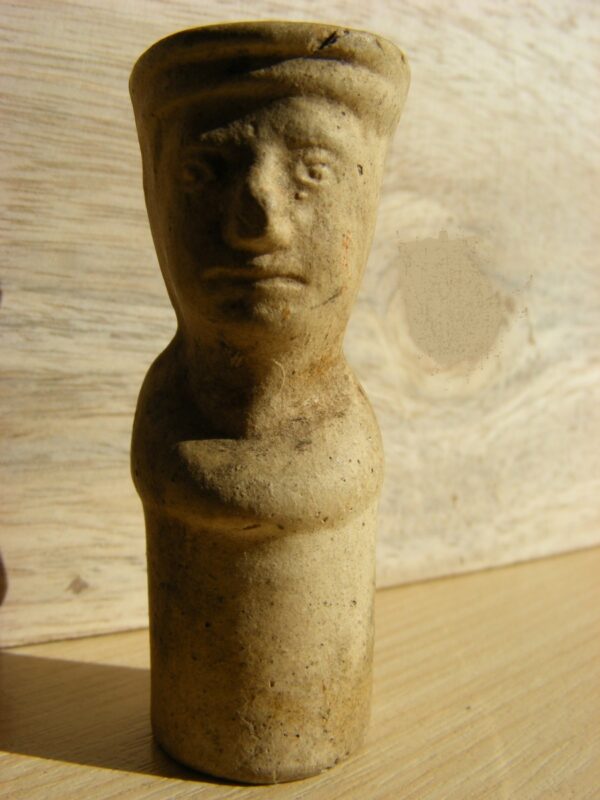 SOLD: Beautiful Pottery Medieval Chess or Gaming Piece in male form possibly Southern Italy / Sicily Norman Period