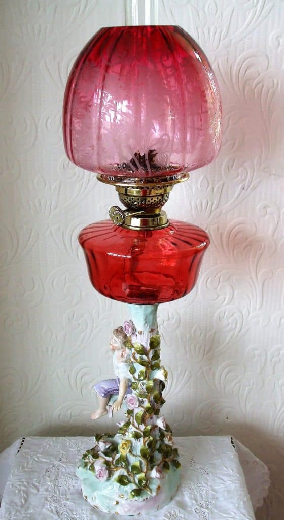 Cranberry Dresden Lamp