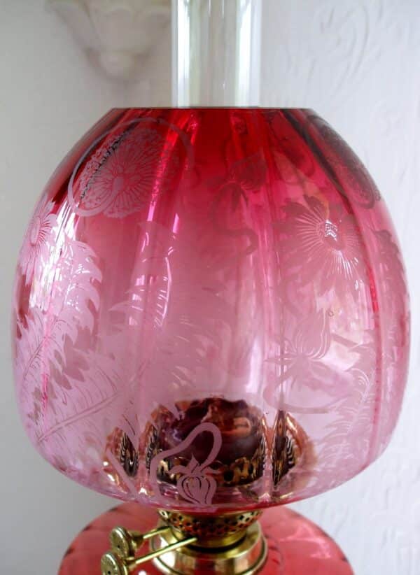 Cranberry Dresden Lamp