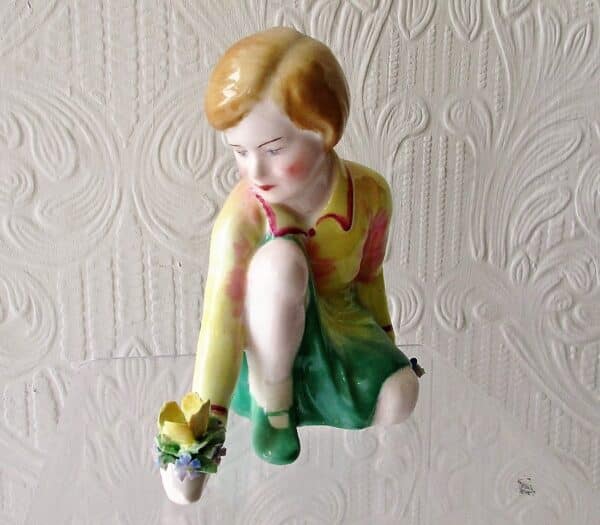 Vintage Crown Staffordshire English Porcelain Figurine ~ “Picking Flowers” ~ T.M. Bayley Bayley Vintage 6