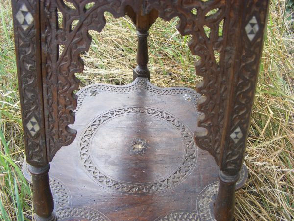 Exquisite & Rare DECAGONAL Moorish Alhambra carved table Calligraphy c1890 Islamic Alhambra Antique Furniture 7