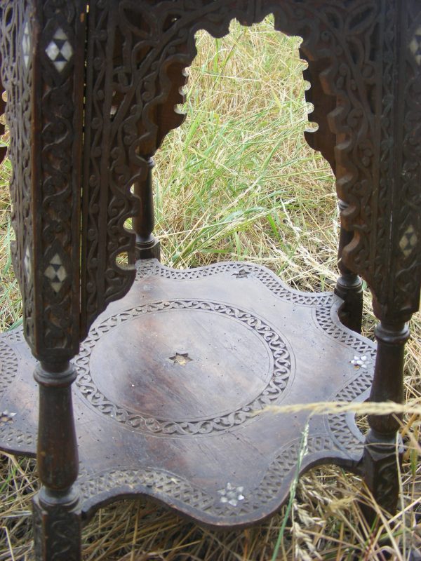 Exquisite & Rare DECAGONAL Moorish Alhambra carved table Calligraphy c1890 Islamic - Image 6