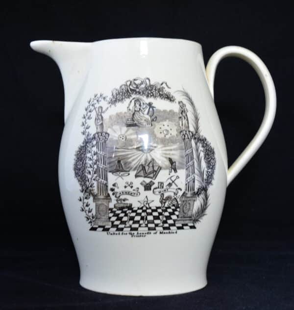 A Creamware jug with Masonic decoration jug Antique Ceramics 3