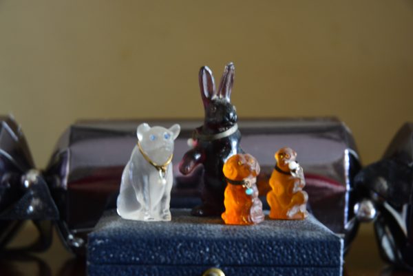 Four small Czech glass charms