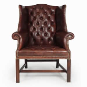 Georgian Style Buttoned Leather Wing Chair Antique Chairs