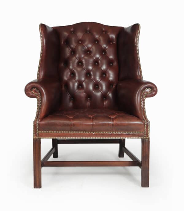 Georgian Style Buttoned Leather Wing Chair