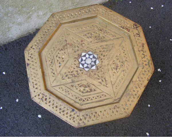 Exquisite gilt Moorish Alhambra carved table smaller type c1900 Islamic Liberty Style - Image 2