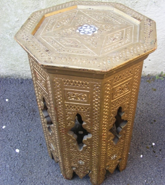 Exquisite gilt Moorish Alhambra carved table smaller type c1900 Islamic Liberty Style Alhambra Antique Furniture 3