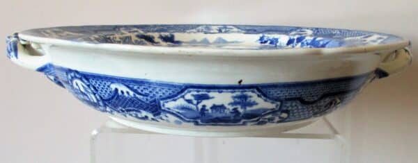 Antique English Georgian Blue and White Transfer “Gothic Castle” Pattern Pottery Hot-Water Plate ~ Spode Antique Antique Ceramics 4