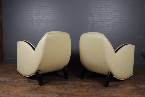 Art Deco Style Armchairs in Cream Leather - Image 2