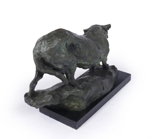 Mid Century Bronze Studio Sculpture of Wolf - Image 2