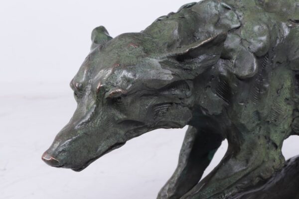 Mid Century Bronze Studio Sculpture of Wolf Antique Sculptures 14