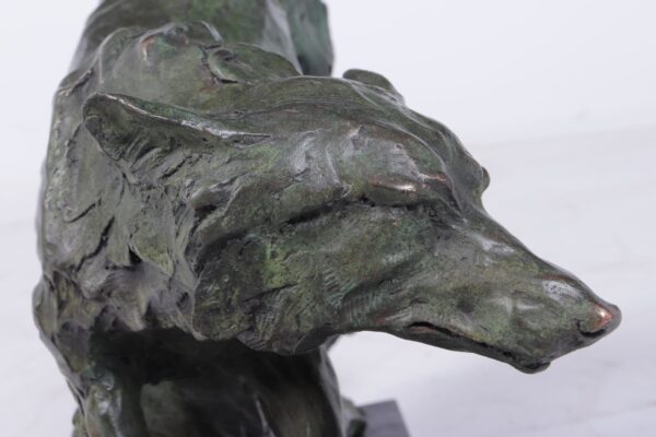 Mid Century Bronze Studio Sculpture of Wolf Antique Sculptures 12