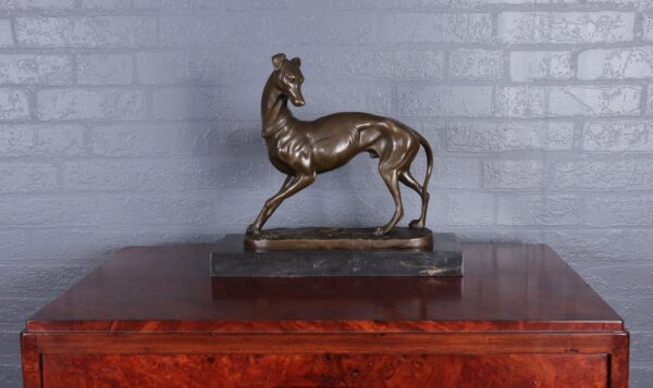 Art Deco Whippet Sculpture in Bronze by Bayre Antique Sculptures 15