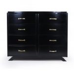 Art Deco Commode Chest of Drawers in Black Ebonised Lacquer Antique Chests