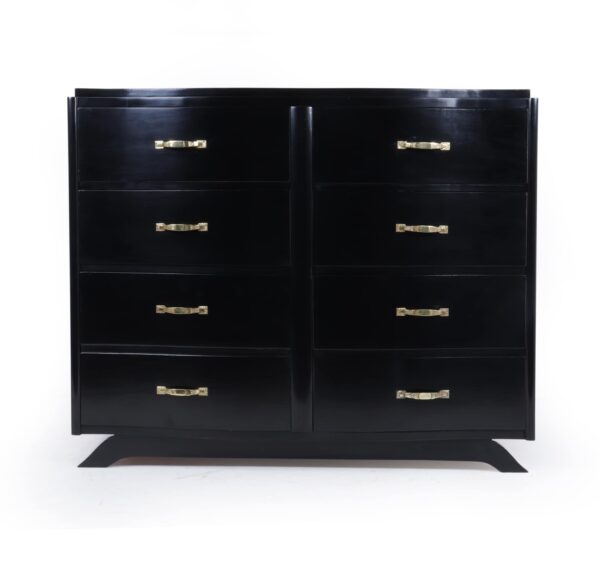 Art Deco Commode Chest of Drawers in Black Ebonised Lacquer