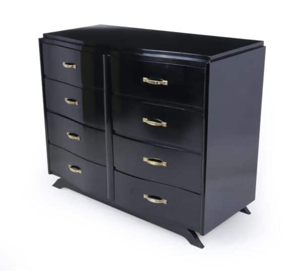 Art Deco Commode Chest of Drawers in Black Ebonised Lacquer - Image 7