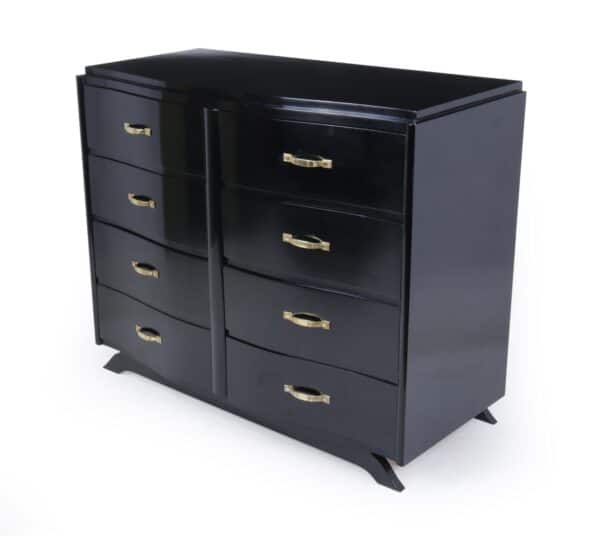 Art Deco Commode Chest of Drawers in Black Ebonised Lacquer Antique Chests 9