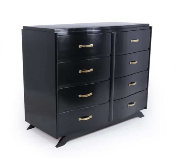 Art Deco Commode Chest of Drawers in Black Ebonised Lacquer Antique Chests 8